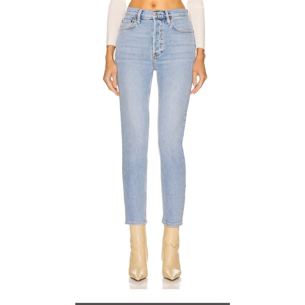 Re/Done Light Wash High-Rise Straight Jeans